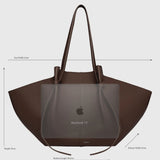 JONES + CO Large Mochi tote bag in brown Italian fennel suede with organic curves and knotted handle details