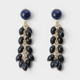 JONES + CO Laurel drop earrings featuring layered black acrylic beads suspended from delicate gold-tone chains.