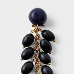 JONES + CO Laurel drop earrings featuring glossy black acrylic beads hanging from delicate gold-tone chains.