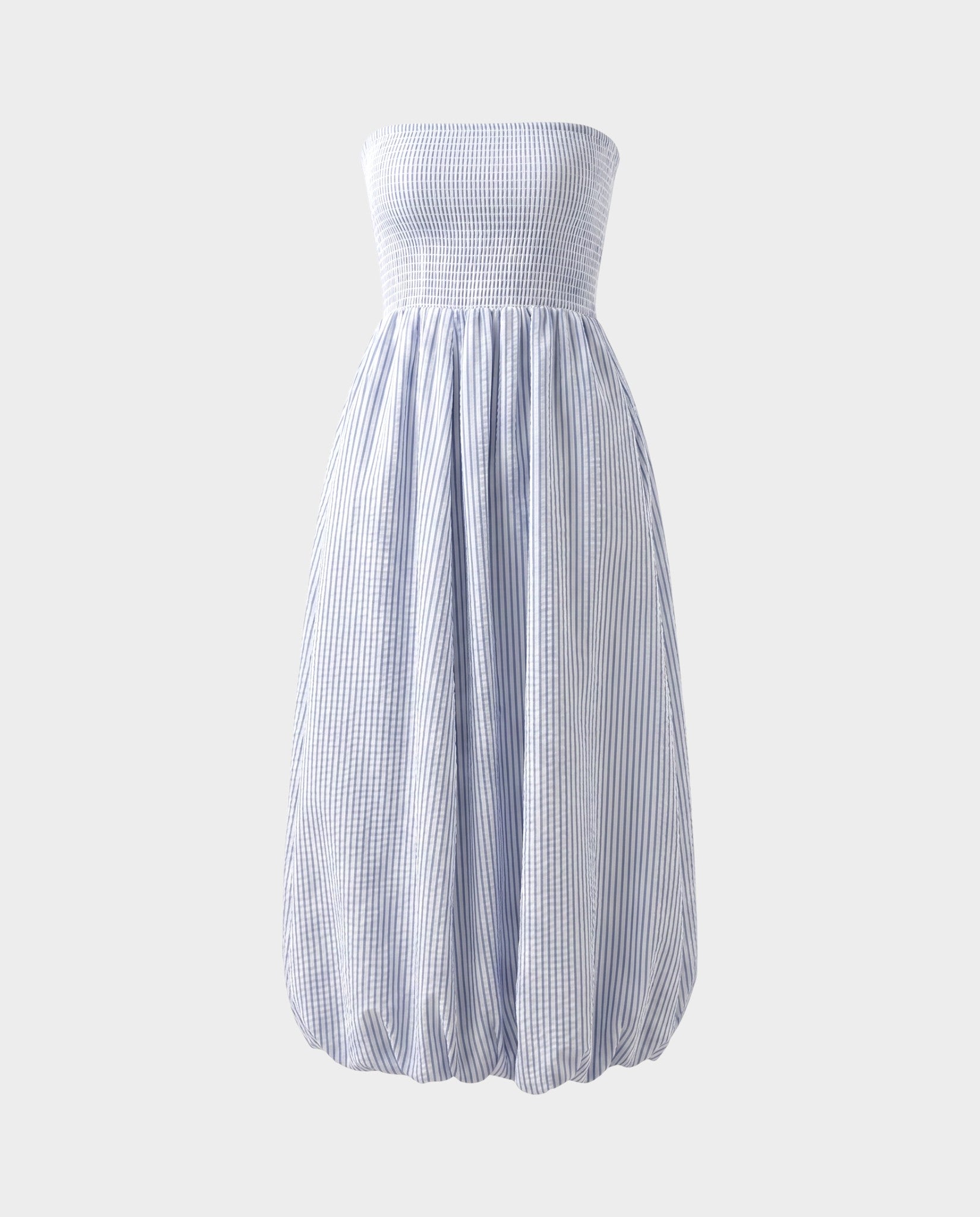 FAITHFUL THE BRAND Lunaire Midi Dress Carmen Stripe in Light Blue – JONES + CO