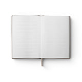JONES + CO Open Journal with lined pages and a ribbon bookmark, shown open against a white background.