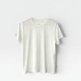 JONES + CO Bo Linen Blend Tee in Salt. A relaxed fit, crew neck, short-sleeve t-shirt with a sheer, textured finish.