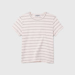 JONES + CO Lisa Tee in natural with thin horizontal stripes, crafted from soft recycled cotton with a crew neckline.