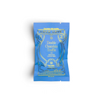 JONES + CO Loco Love Double Chocolate Truffle bar in a bright blue wrapper with gold foil lettering and details.