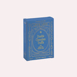 JONES + CO Loco Love Double Chocolate Truffle bar in a blue box with gold text and Peruvian cacao nibs illustration.