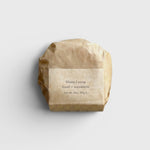 JONES + CO lülala basil and mandarin soap bar wrapped in sustainable brown paper packaging