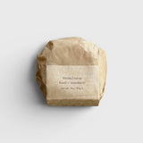 JONES + CO lülala basil and mandarin soap bar wrapped in sustainable brown paper packaging