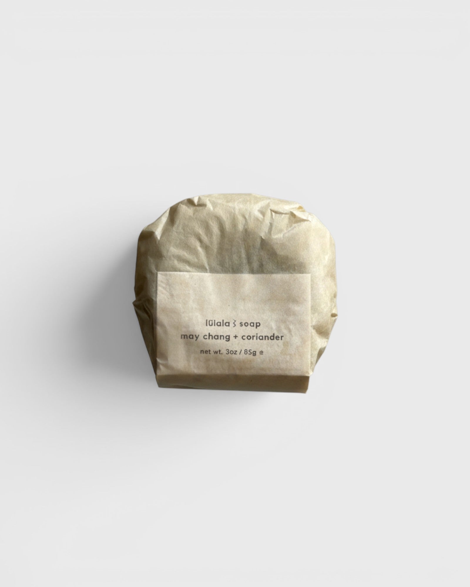 JONES + CO lülala May Chang and Coriander soap bar wrapped in sustainable brown paper packaging
