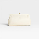 JONES + CO Manuela Classic Clutch in milk white vegetable-tanned cowhide leather with vintage clasp.
