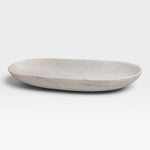 JONES + CO long oval bowl crafted from natural white marble with unique grey veining and a smooth honed finish.
