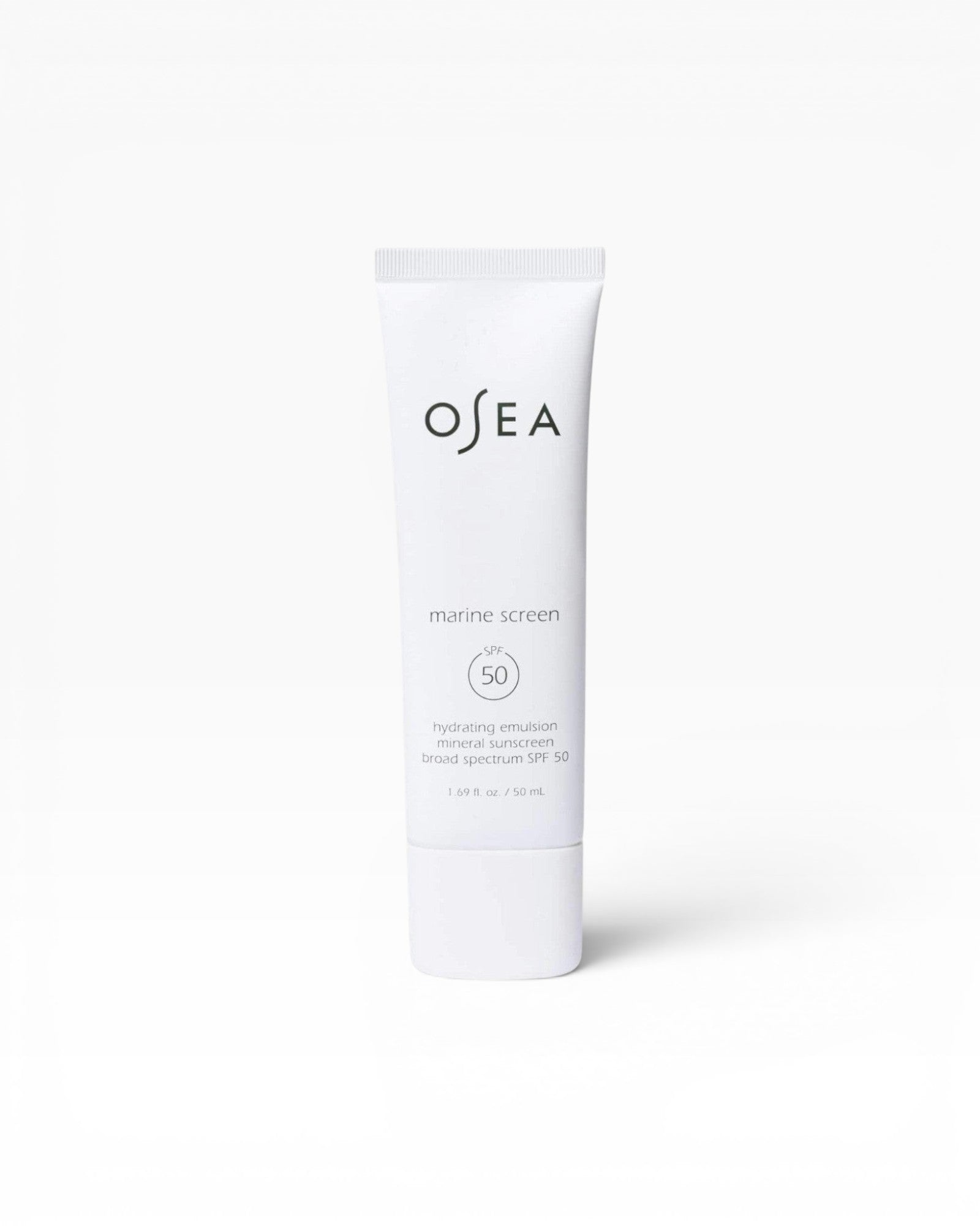 JONES + CO Marine Screen SPF 50 Mineral Sunscreen tube with hydrating emulsion and broad spectrum protection.