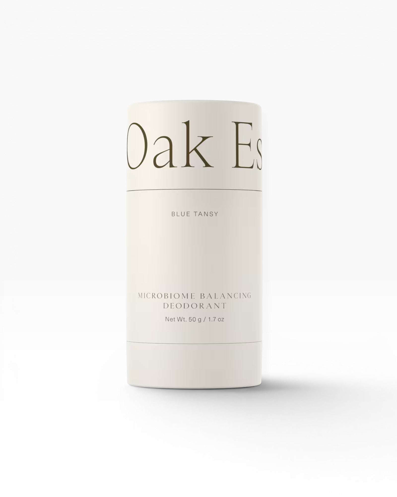 JONES + CO Microbiome Balancing Deodorant in Blue Tansy scent, aluminum-free formula in a cream twist-up tube.