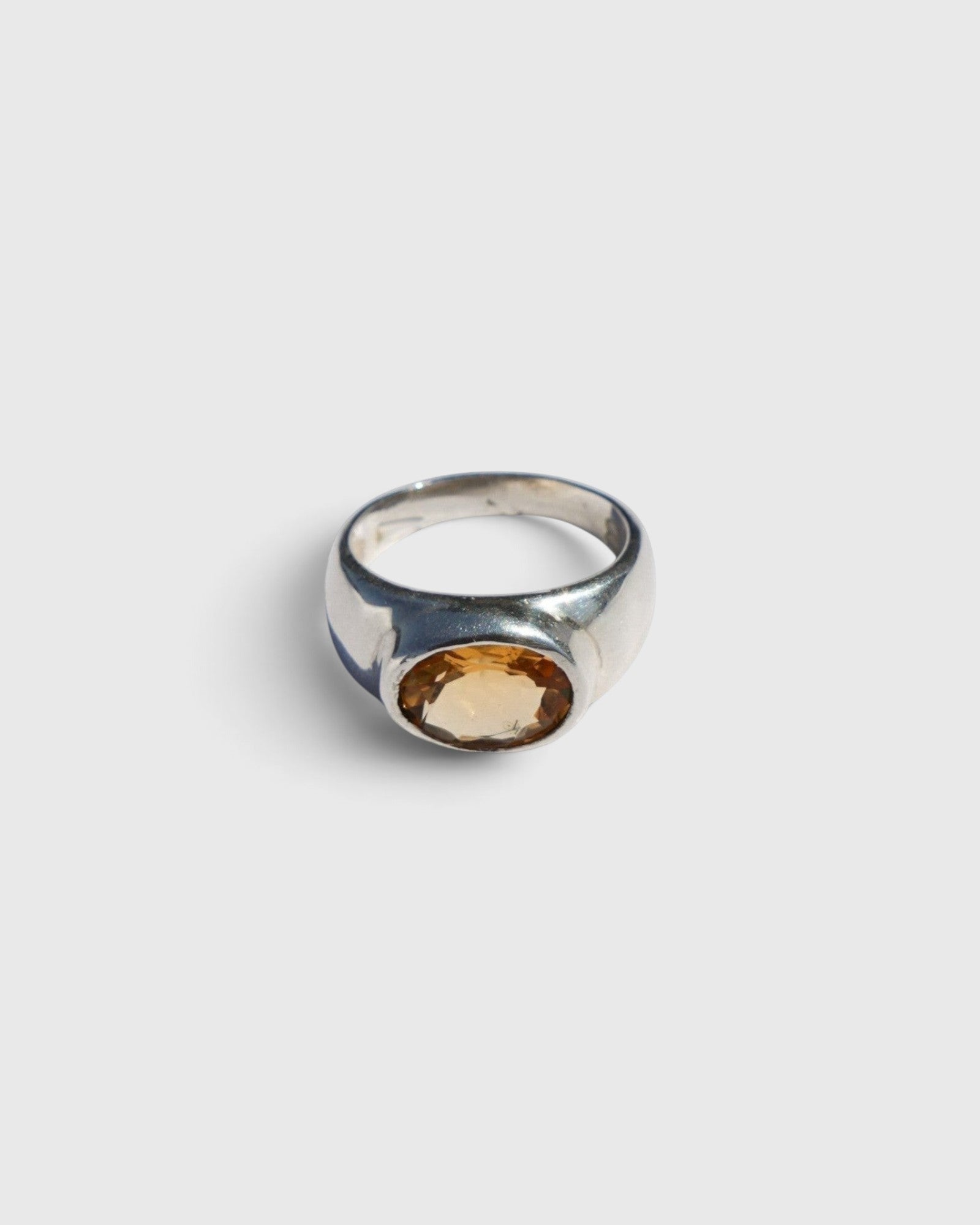 JONES + CO Milano ring featuring a 4.2ct oval yellow citrine gemstone set in polished .925 sterling silver.
