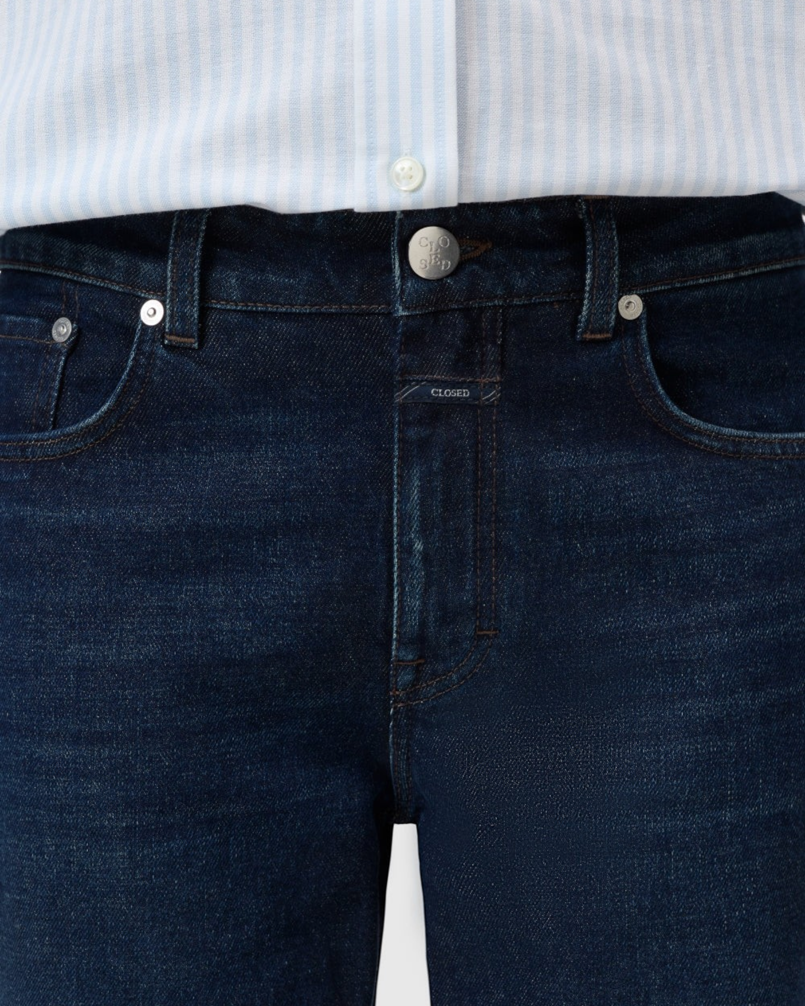 JONES + CO Milo dark blue stretch denim jeans with mid-rise waist and five-pocket design