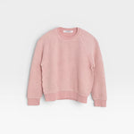 JONES + CO Mini Ziggy sweatshirt in vintage pink soft cotton fleece with an inside-out heritage texture.