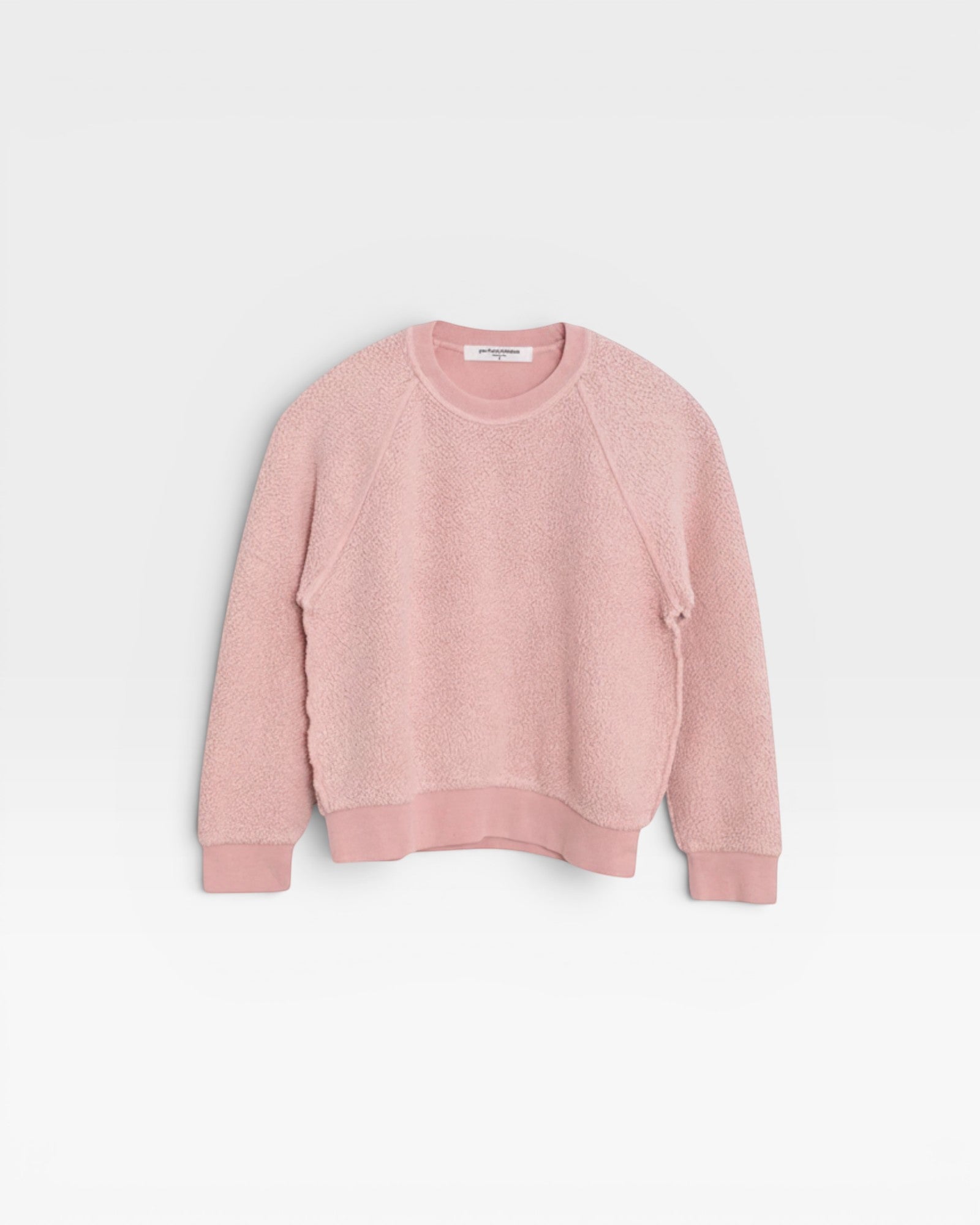 JONES + CO Mini Ziggy sweatshirt in vintage pink soft cotton fleece with an inside-out heritage texture.