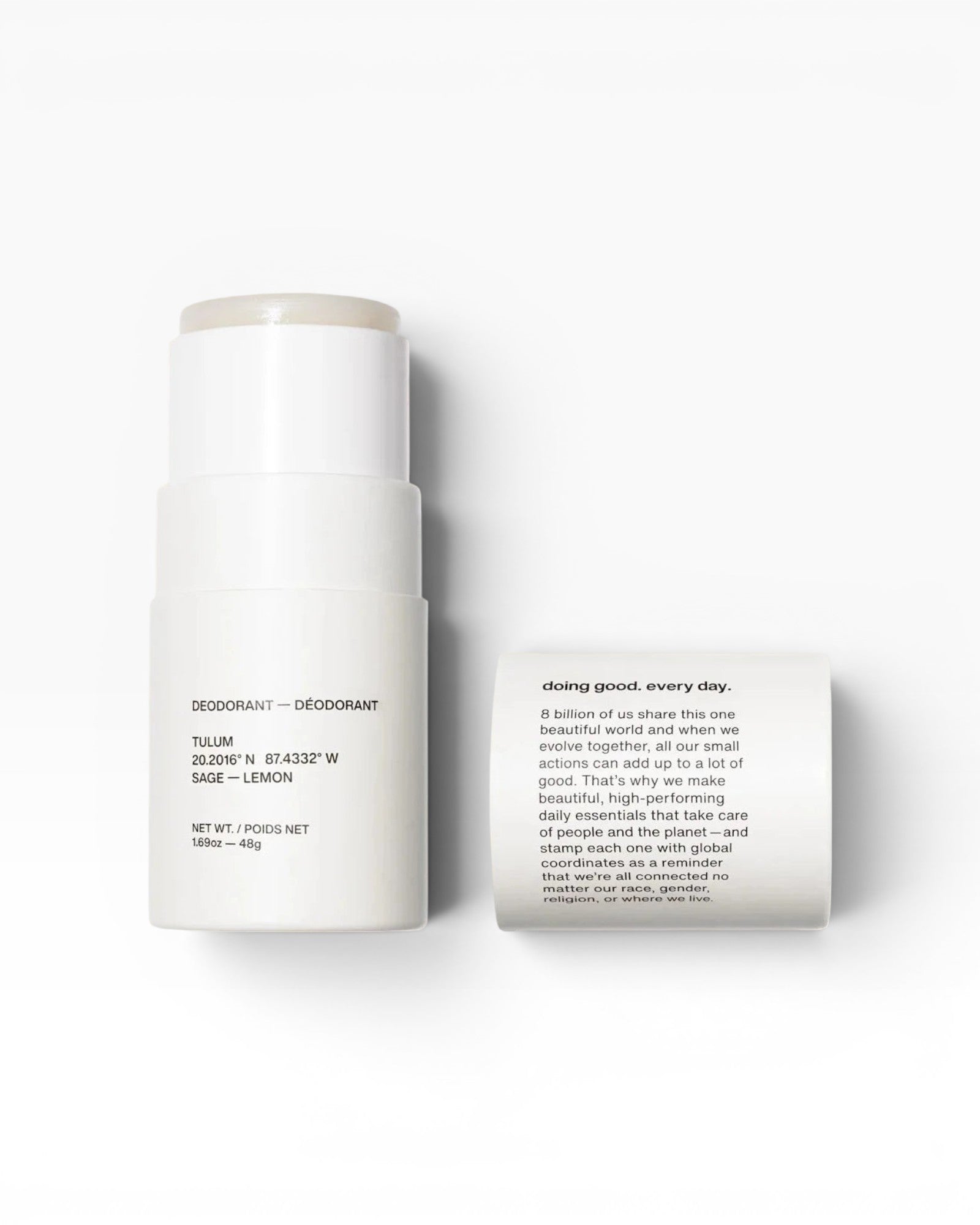 JONES + CO Tulum Sage + Lemon natural deodorant stick with clear formula. Aluminum-free.