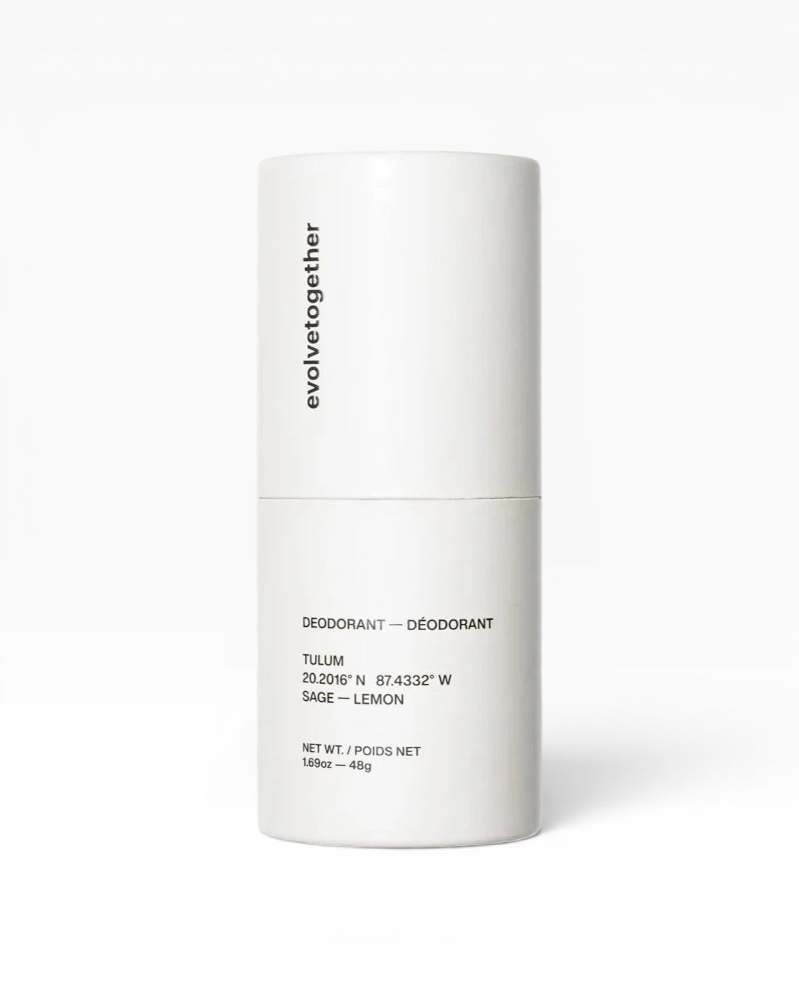 JONES + CO Tulum Sage + Lemon natural deodorant stick, aluminum-free, goes on clear.
