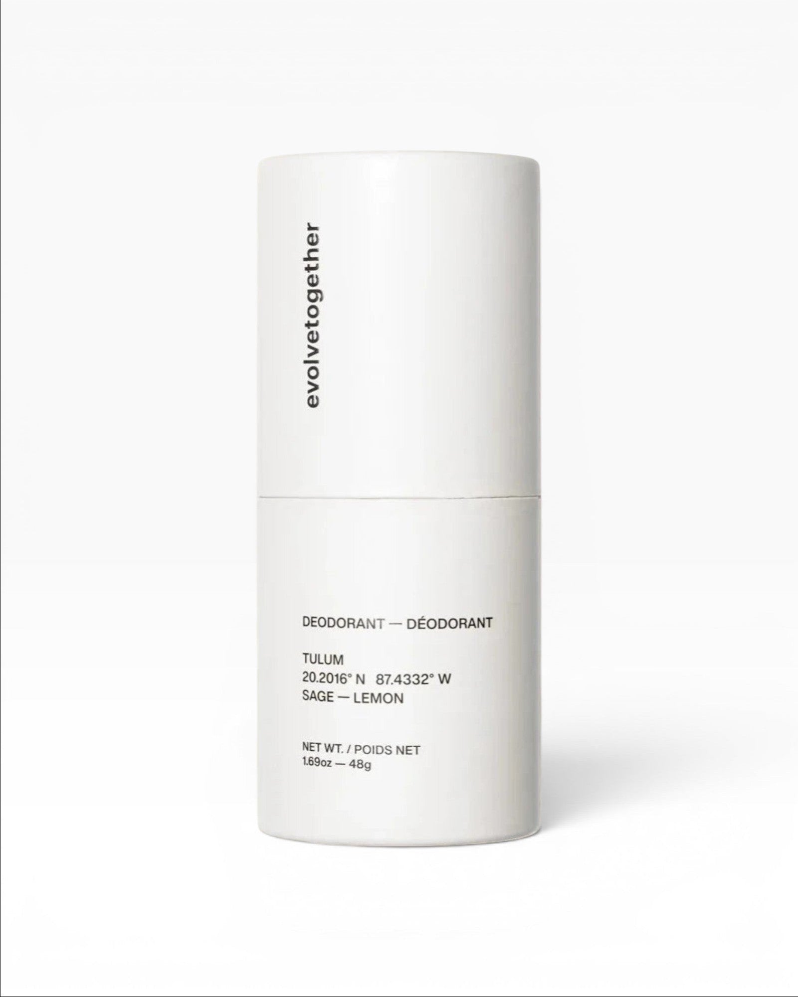 JONES + CO Tulum Sage + Lemon natural deodorant stick, aluminum-free, goes on clear.