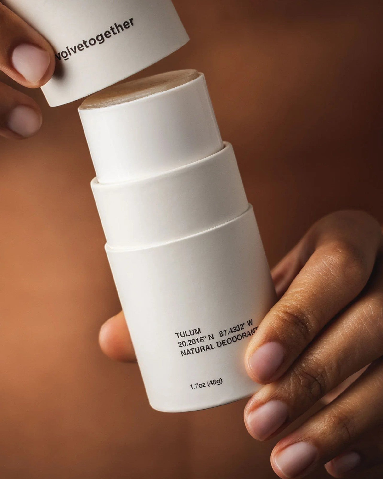 JONES + CO Natural Deodorant in Tulum Sage + Lemon scent, a clear solid stick in a white twist-up applicator.
