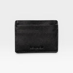 JONES + CO Nico Card Case in black leather with two card slots and a central pocket.