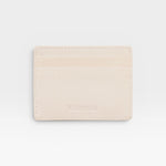 JONES + CO Nico card case in cream leather with two card slots and a central pocket.