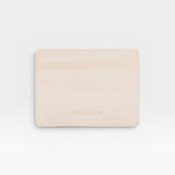 JONES + CO Nico card case in cream leather with two card slots and a central pocket.