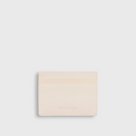 JONES + CO Nico card case in cream leather with two card slots and a central pocket.