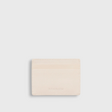 JONES + CO Nico card case in cream leather with two card slots and a central pocket.