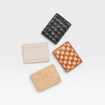 JONES + CO Nico Card Case in cream, a slim leather card holder with two slots and a pocket.