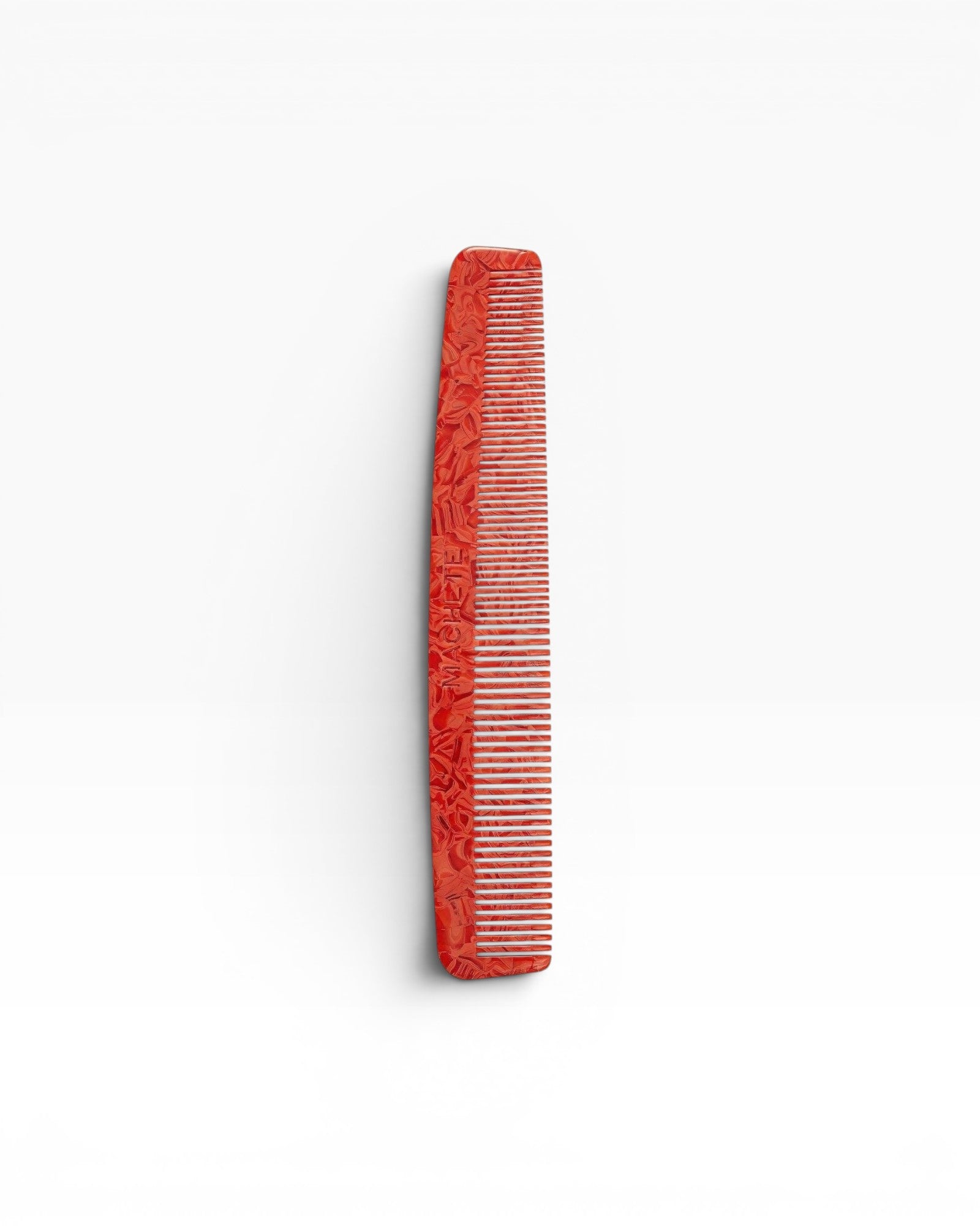 JONES + CO No. 1 Comb in Poppy red, handmade from Italian acetate with fine teeth. Ideal for fine or straight hair.