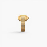 JONES + CO Nocturne Time Ring in 18K gold-plated stainless steel with a rectangular case and expandable band.