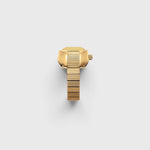 JONES + CO Nocturne Time Ring in 18K gold-plated stainless steel with an amber crystal and expandable ridged band.
