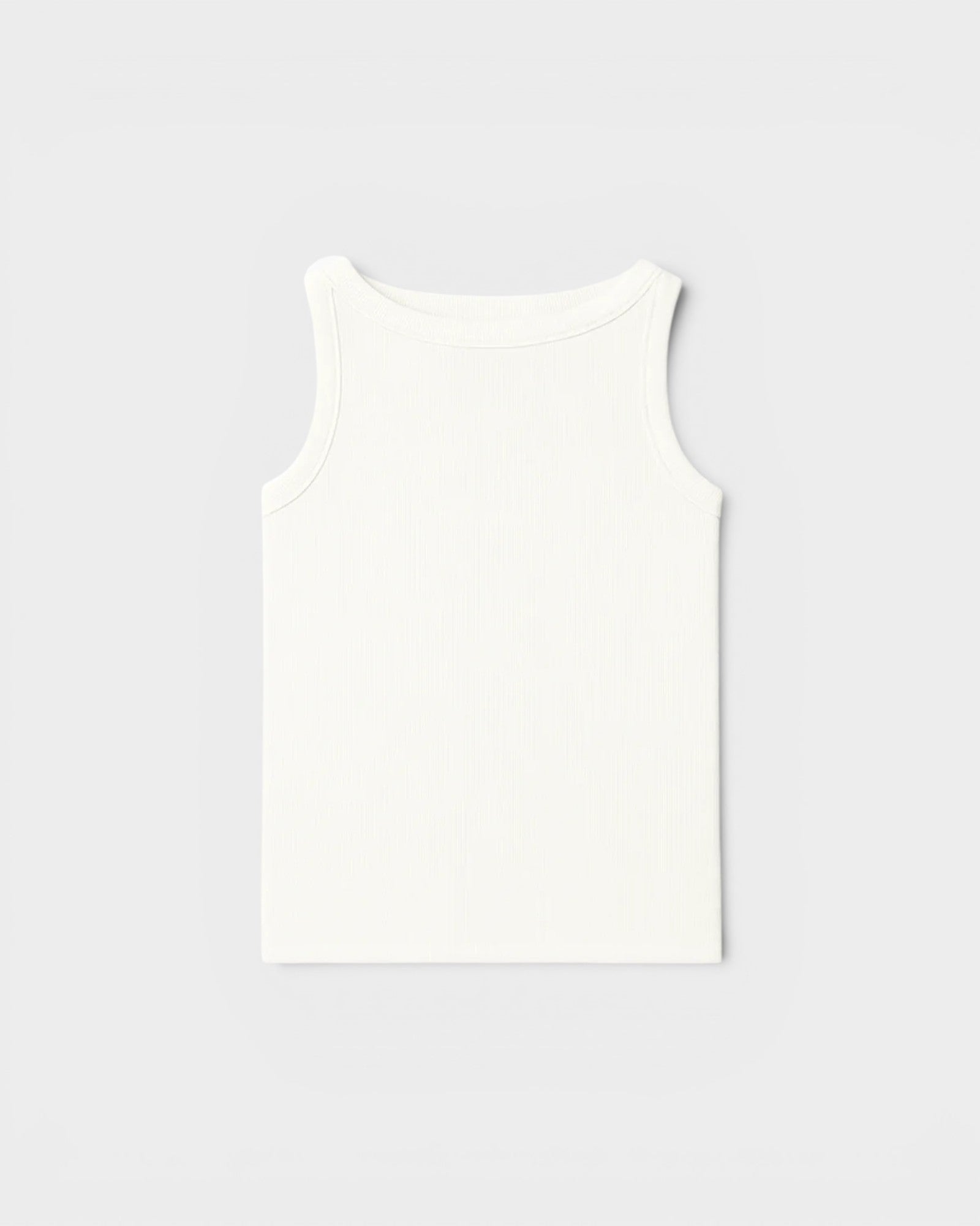 JONES + CO Noémie white supima cotton ribbed knit high-neck tank top