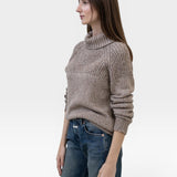 JONES + CO nutmeg turtleneck sweater in baby alpaca and organic cotton with chunky rib details and ribbed cuffs.