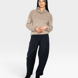 JONES + CO nutmeg turtleneck long sleeve sweater made from baby alpaca and organic cotton with chunky rib details.