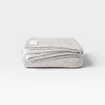 JONES + CO oatmeal alpaca wool blend throw blanket, medium weight and soft.