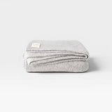 JONES + CO oatmeal alpaca wool blend throw blanket, medium weight and soft.