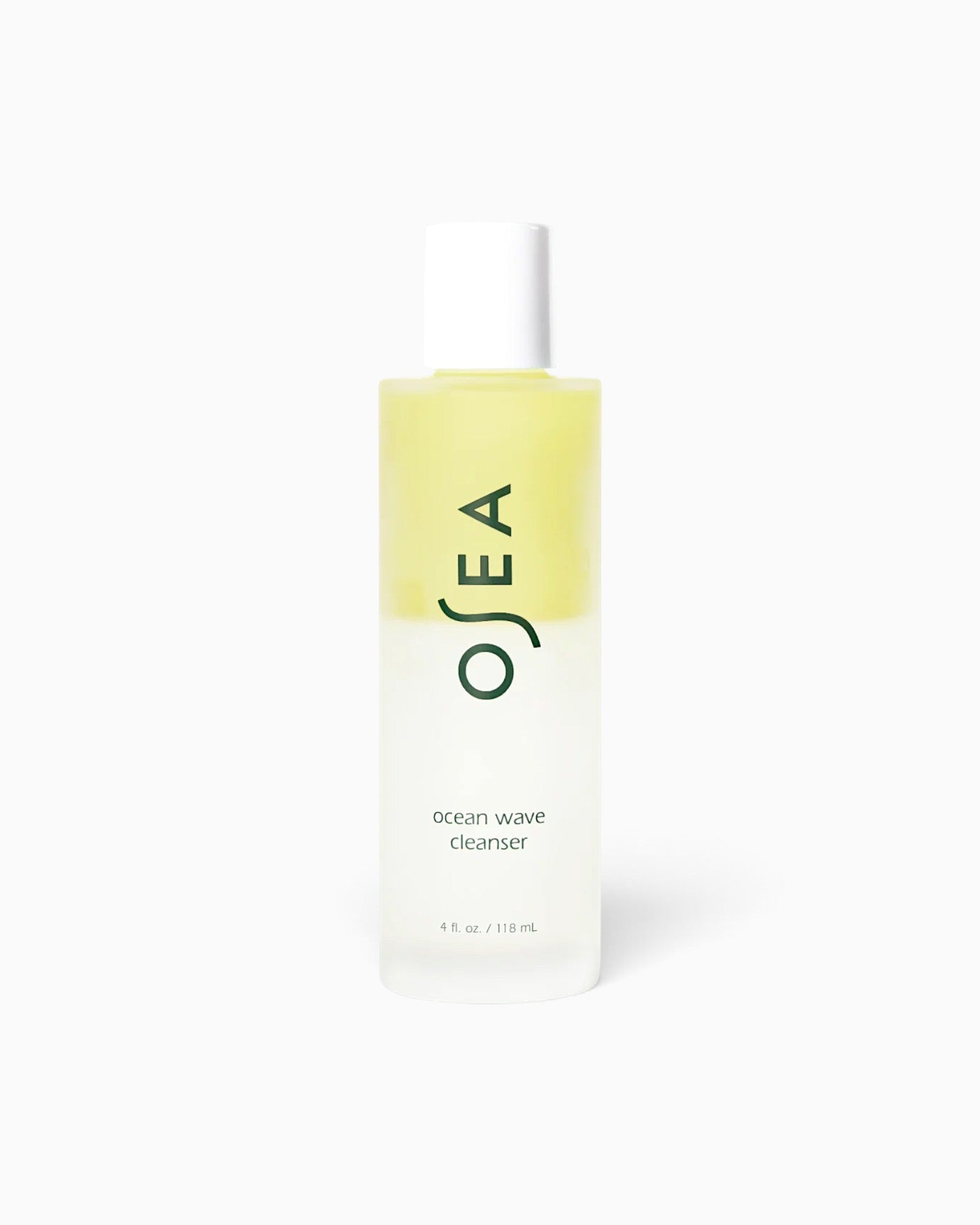 JONES + CO Ocean Wave Cleanser bi-phase makeup remover and cleansing oil in a clear bottle with a white cap.