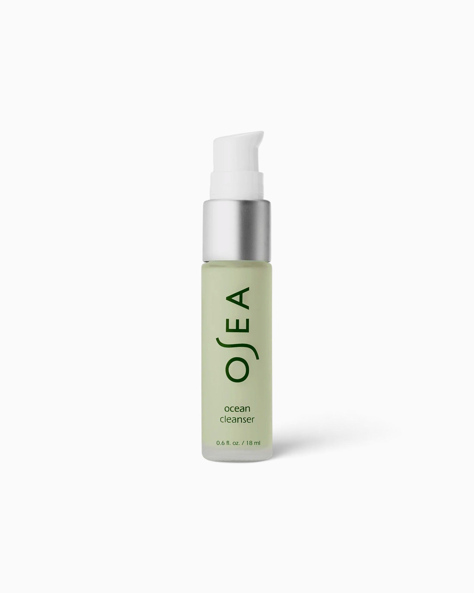 JONES + CO OSEA Ocean Cleanser travel size seaweed-infused gel face wash in a small pump bottle.