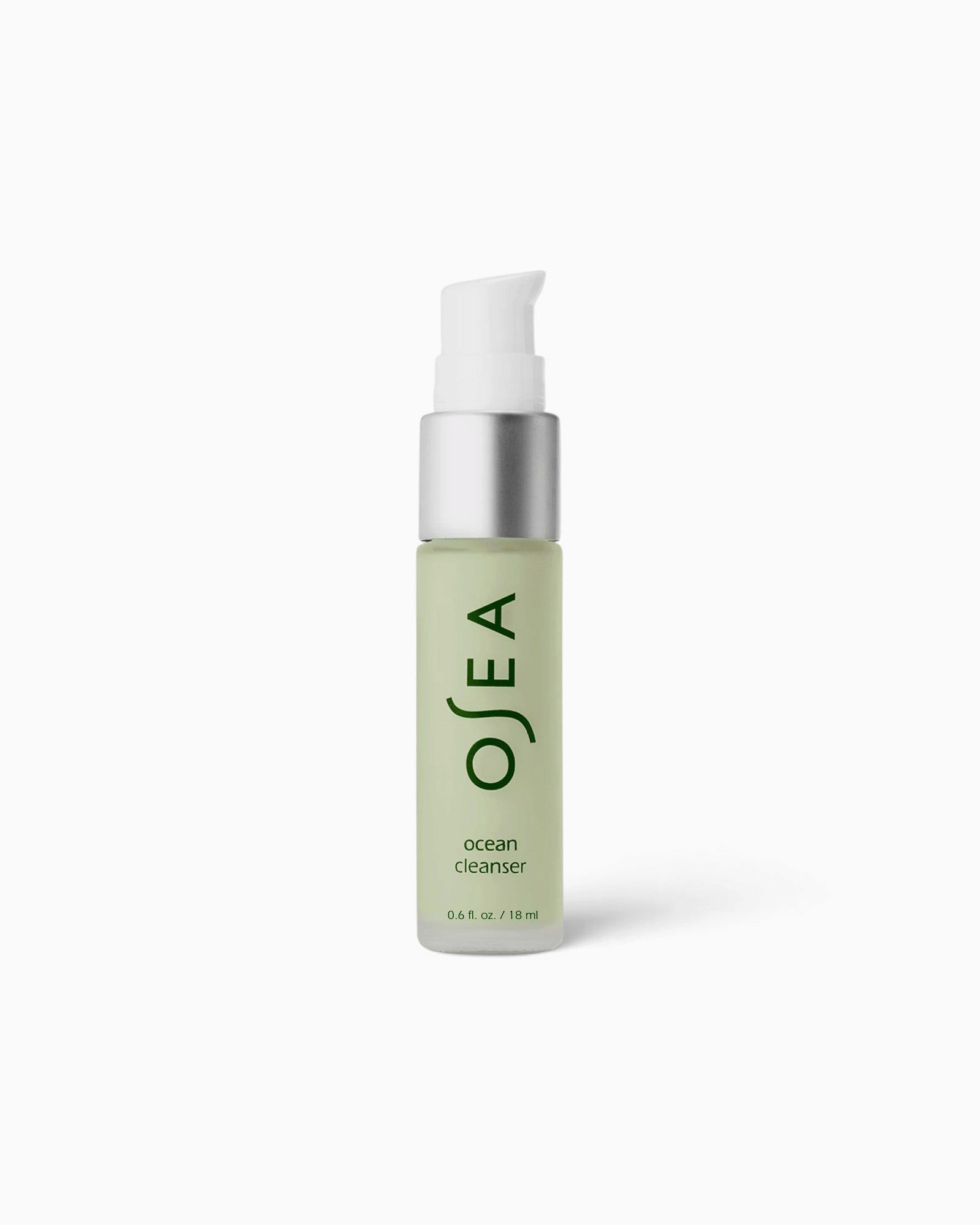 JONES + CO OSEA Ocean Cleanser travel size seaweed-infused gel face wash in a small pump bottle.