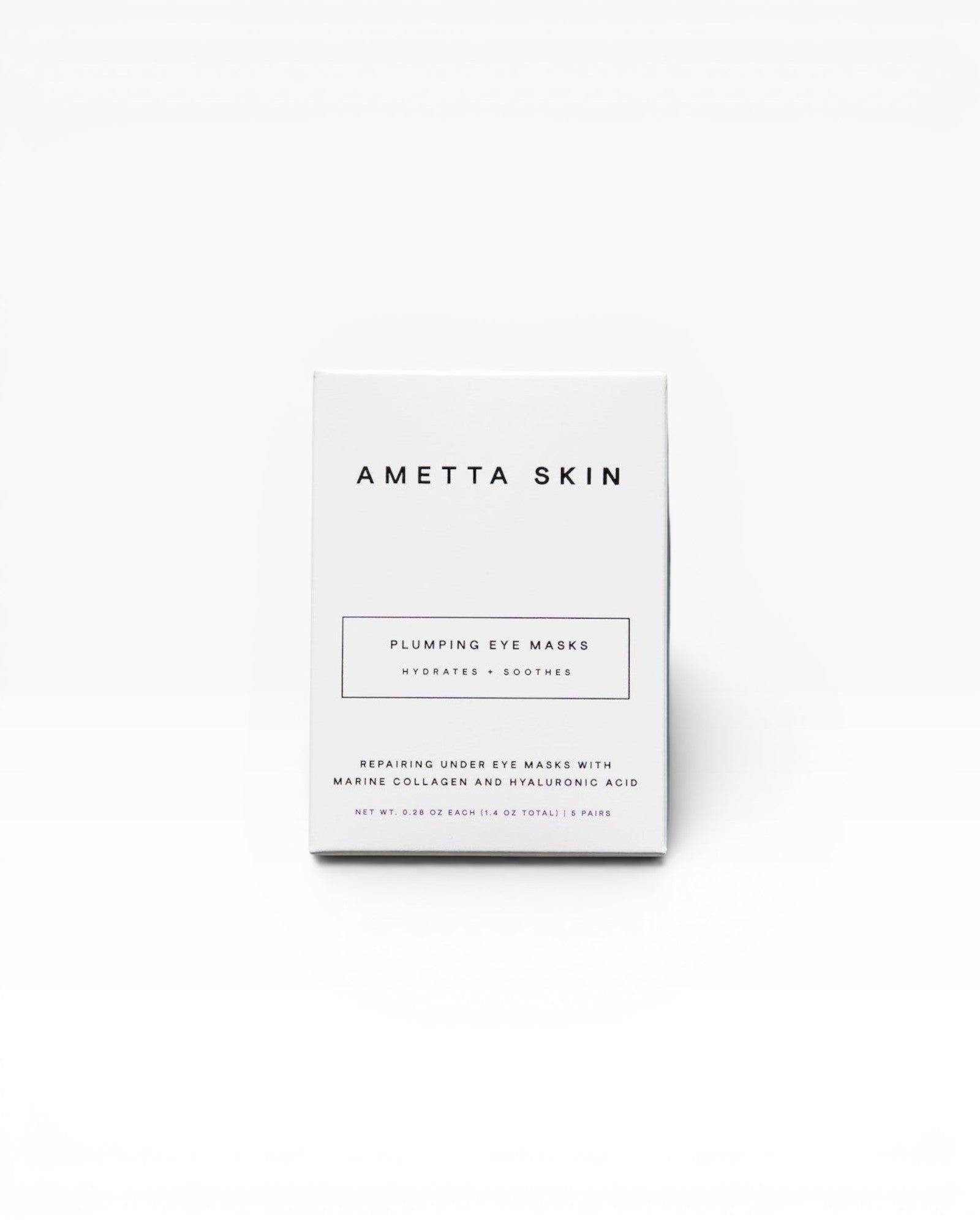 JONES + CO Plumping Eye Masks box, featuring hydrating and soothing benefits with hyaluronic acid and marine collagen.