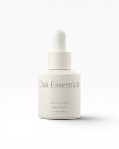 JONES + CO Ritual Oil, a lightweight face oil in a white dropper bottle, with Blue Tansy and Jojoba oil.