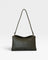 JONES + CO Roux Clutch in dark green handwoven leather with a fold-over flap and removable strap.