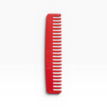 JONES + CO No. 3 Comb in Ruby red, a compact wide-tooth travel comb handcrafted from Italian bio-acetate.
