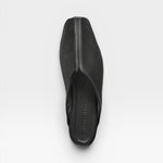JONES + CO Saanvi Mesh Slide in black. Features a square toe and a sleek, modern design.