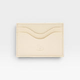 JONES + CO Salina Card Case in milk white vegetable-tanned cowhide. Features 4 card slots and 1 ID slot.