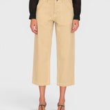 JONES + CO Alex mid-rise utility jeans in sand cotton with a straight leg and front patch pockets