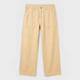 JONES + CO Alex midrise utility jeans in sand cotton with straight leg and front patch pockets