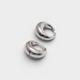 JONES + CO Alpha Hoop silver-plated brass chunky tapered huggie earrings with hinge detail.